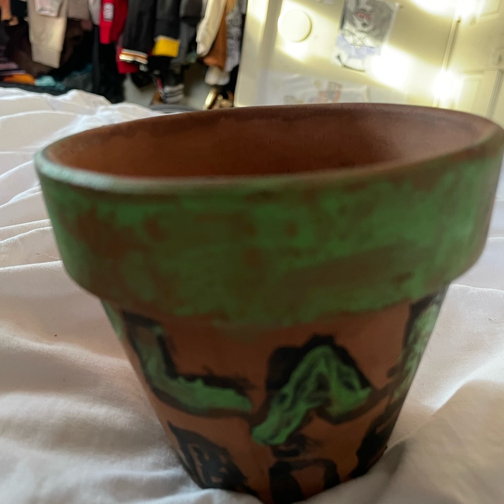 Roma Green and Brown Ceramic Planter Art